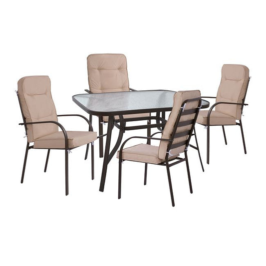Set dining table 5 pieces HM10563.02 with table 120x70x72cm from metal brown image 1