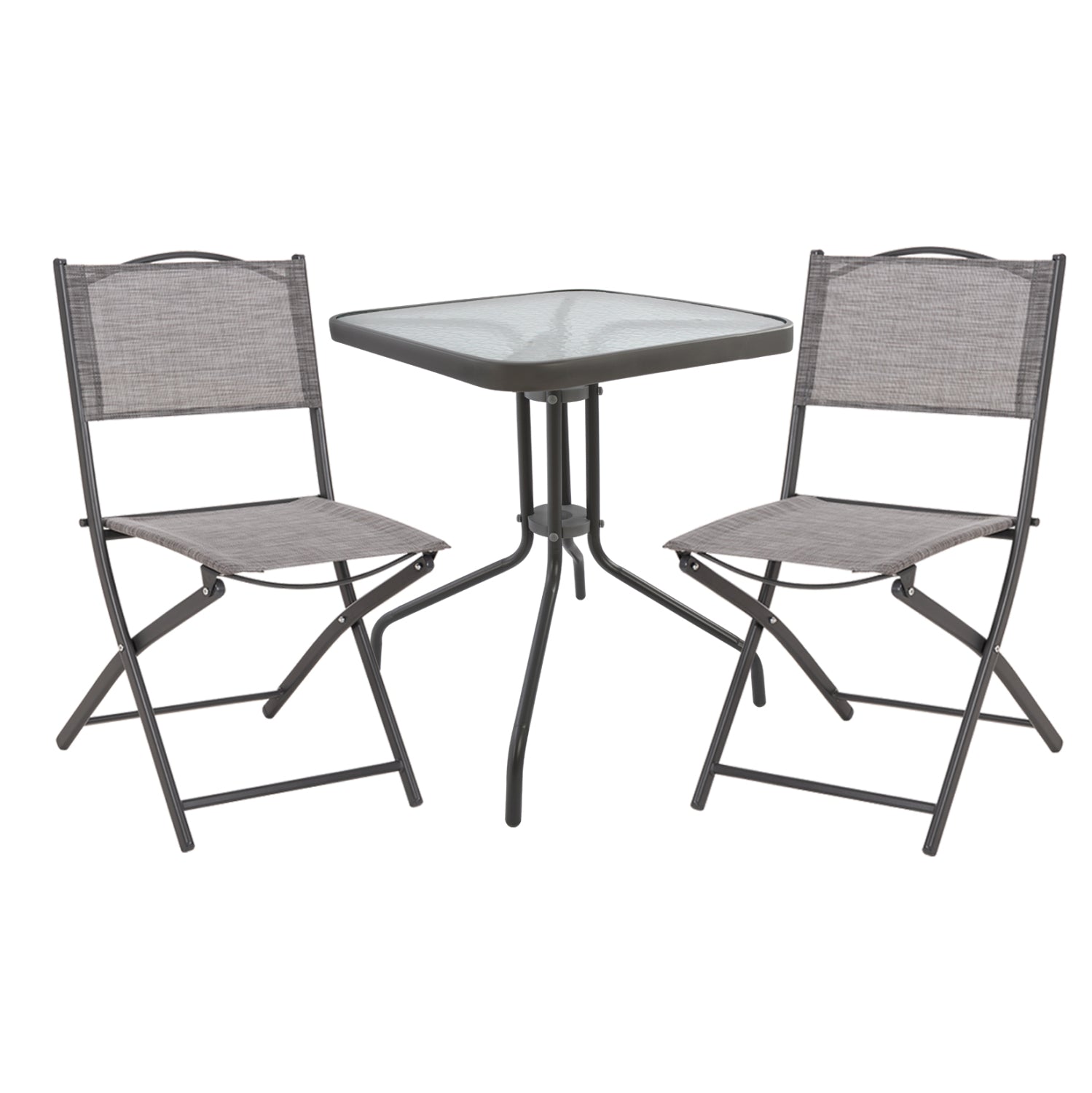 OUTDOOR DINING SET 3PCS FIGO ΗΜ21035 METAL TABLE FIGO & 2 FOLDABLE CHAIRS-GREY image 1