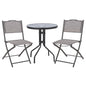 OUTDOOR DINING SET 3PCS LIMA HM21037 METAL ROUND TABLE & 2 FOLDABLE CHAIRS-GREY image 1