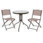 OUTDOOR DINING SET 3PCS LIMA HM21038 METAL ROUND TABLE & 2 FOLDABLE CHAIRS-BROWN image 1