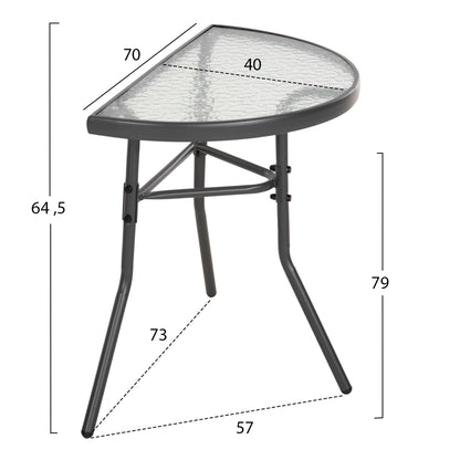 OUTDOOR DINING SET 3PCS LIMAG HM21039 METAL SEMICIRCULAR TABLE & 2 FOLDABLE CHAIRS-GREY