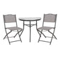 OUTDOOR DINING SET 3PCS LIMAG HM21039 METAL SEMICIRCULAR TABLE & 2 FOLDABLE CHAIRS-GREY image 1
