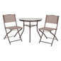 OUTDOOR DINING SET 3PCS LIMAG HM21040 METAL SEMICIRCULAR TABLE & 2 FOLDABLE CHAIRS-BROWN image 1