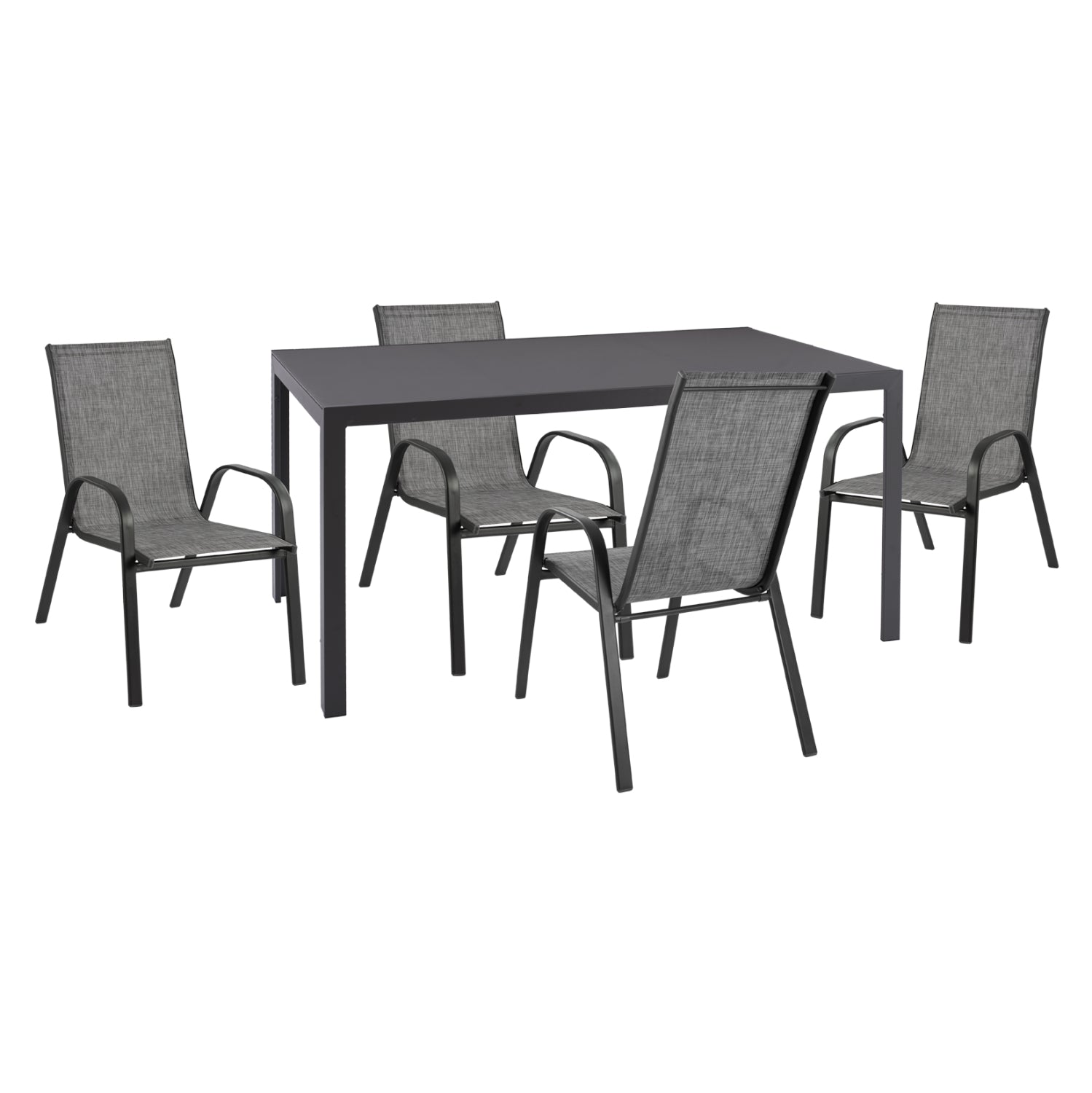 OUTDOOR 5PCS DINING SET LEOFER HM21004 METAL TABLE-4 METAL ARMCHAIRS-GREY image 1