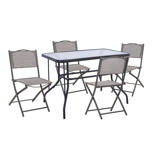OUTDOOR DINING SET 5PCS MAG HM21033 METAL TABLE ΑΔΑΜ  & 4 FOLDABLE CHAIRS-DARK GREY image 1
