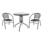 OUTDOOR SET 3PCS HM10711 GREY METAL-SAFETY GLASS-GREY TEXTILENE image 1
