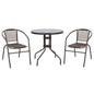 OUTDOOR SET 3PCS HM10712 BROWN METAL-SAFETY GLASS-BROWN TEXTILENE image 1