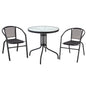 OUTDOOR SET 3PCS HM10713 BLACK METAL-SAFETY GLASS-BLACK TEXTILENE image 1