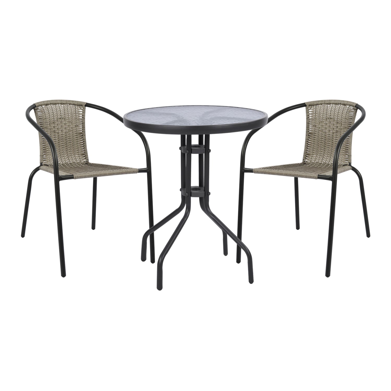 OUTDOOR DINING SET 3PCS LIMA HM21110 TABLE & 2 ARMCHAIRS- GREY COLOR image 1