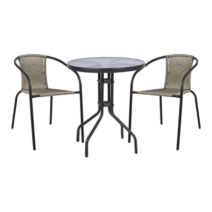 OUTDOOR DINING SET 3PCS LIMA HM21110 TABLE & 2 ARMCHAIRS- GREY COLOR image 1