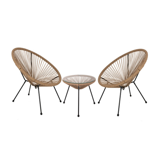 OUTDOOR LOUNGE SET 3PCS ACAPULCO HM21111 TABLE & 2 ARMCHAIRS IN BLACK-BEIGE image 1