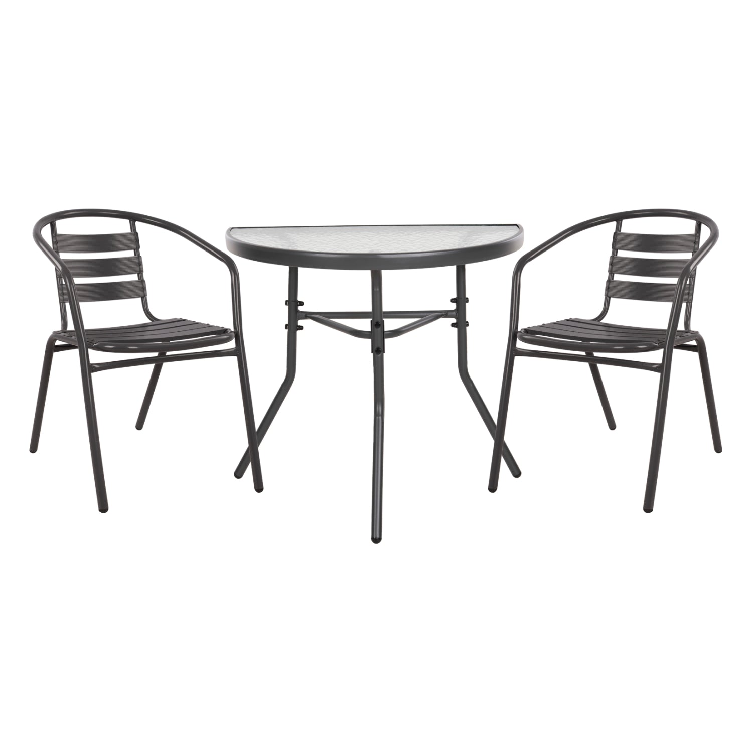 OUTDOOR LOUNGE SET 3PCS LAURA HM21112 SEMICIRCULAR TABLE & 2 ARMCHAIRS IN GREY image 1
