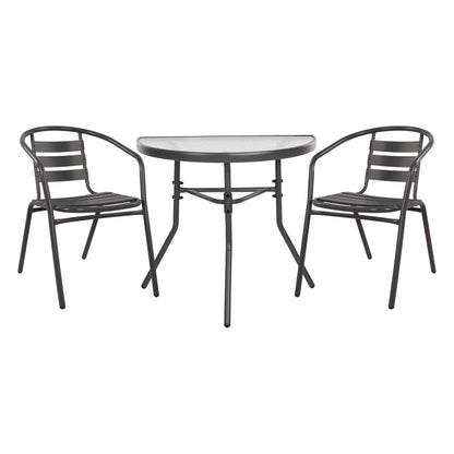 OUTDOOR LOUNGE SET 3PCS LAURA HM21112 SEMICIRCULAR TABLE & 2 ARMCHAIRS IN GREY image 1