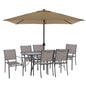 OUTDOOR DINING SET 8PCS BRUNO HM21109 WITH TABLE & UMBRELLA & 6 ARMCHAIRS- GREY COLOR image 1