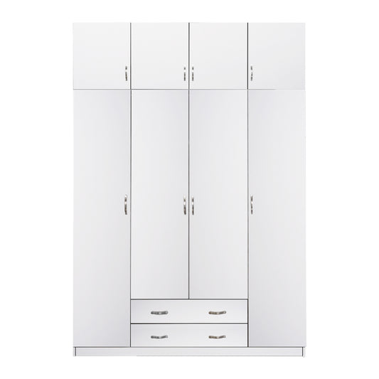 WARDROBE AZALEA WITH EXTRA UPPER CABINET 4-LEAF HM11224.05 MELAMINE IN WHITE 200x55.5x240Hcm. image 1