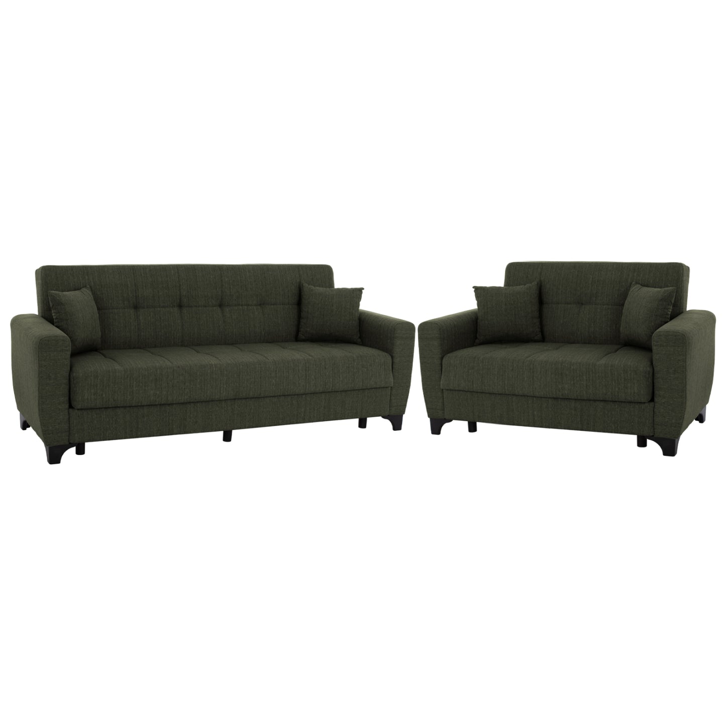 HM11748.05 sofa-bed set of 2-seater and 3-seater, dark olive image 1