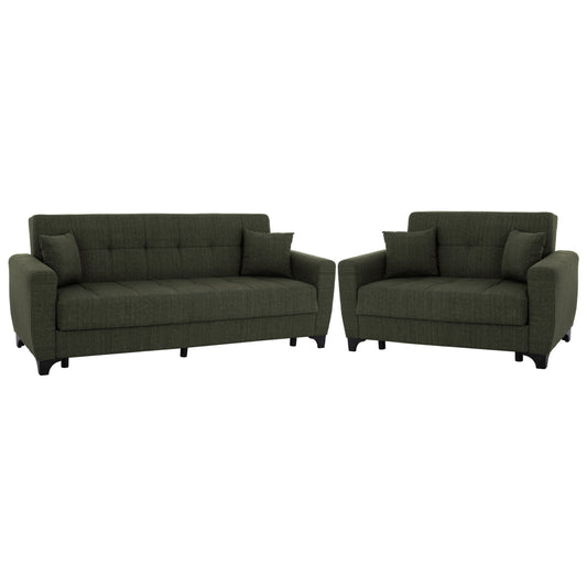 HM11748.05 sofa-bed set of 2-seater and 3-seater, dark olive image 1