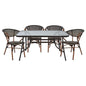 Set Dining Table 5 pieces Bruno Brown color & 4 Armchairs Bamboo Look Brown image 1
