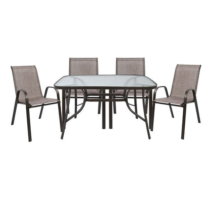 OUTDOOR DINING SET 5PCS HM5197.02 WITH 4 CHAIRS & TABLE 120X70--BROWN COLOR image 1