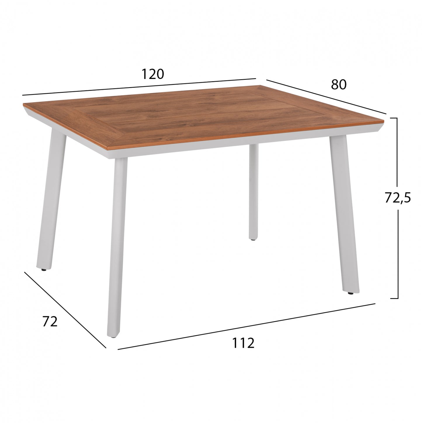 DINNING SET 5PCS POLYWOOD TABLE 120X80 & ARMCHAIRS WHITE HM11427