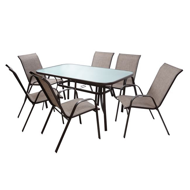 Set dining table 7 pieces 1 Table & 6 chairs Brown HM5119.02 image 1