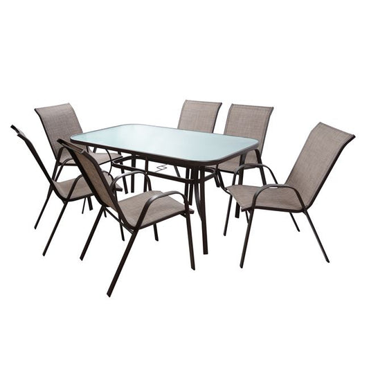 Set dining table 7 pieces 1 Table & 6 chairs Brown HM5119.02 image 1