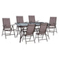 DINING SET 7PCS TABLE 150X90 & FOLDABLE BROWN ARMCHAIR HM11489 image 1