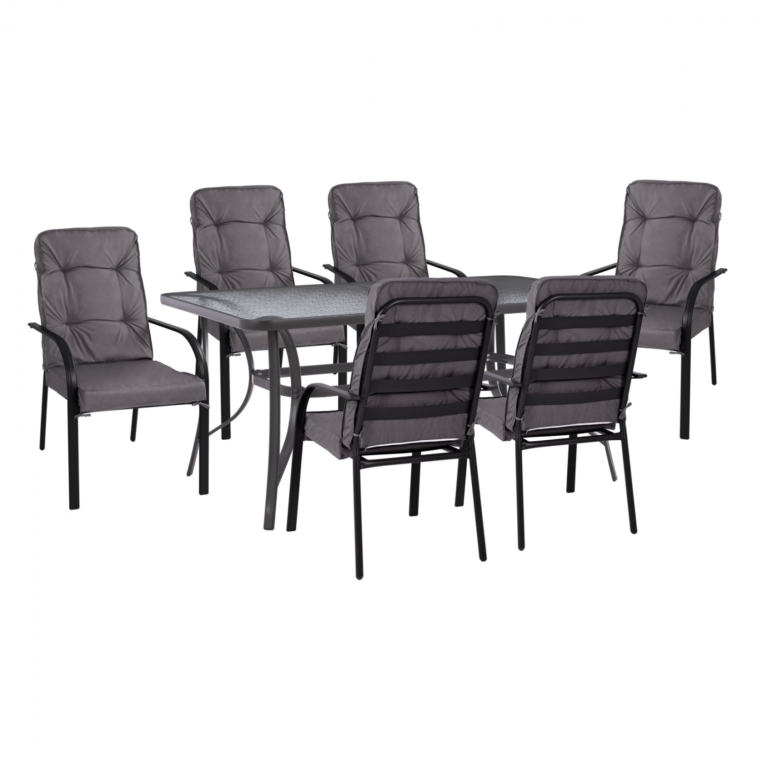 DINING SET 7PCS TABLE 150X90 WITH ARMCHAIRS GRAY HM11475 image 1