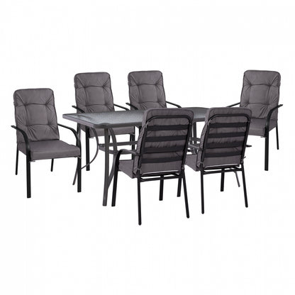 DINING SET 7PCS TABLE 150X90 WITH ARMCHAIRS GRAY HM11475 image 1