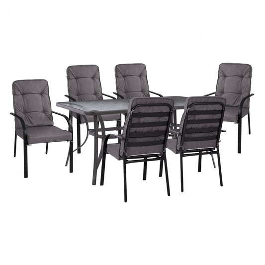 DINING SET 7PCS TABLE 150X90 WITH ARMCHAIRS GRAY HM11475 image 1