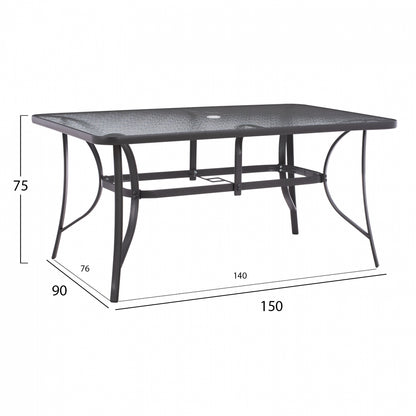DINING SET 8PCS TABLE, ARMCHAIRS GRAY & UMBRELLA GRAY HM11477
