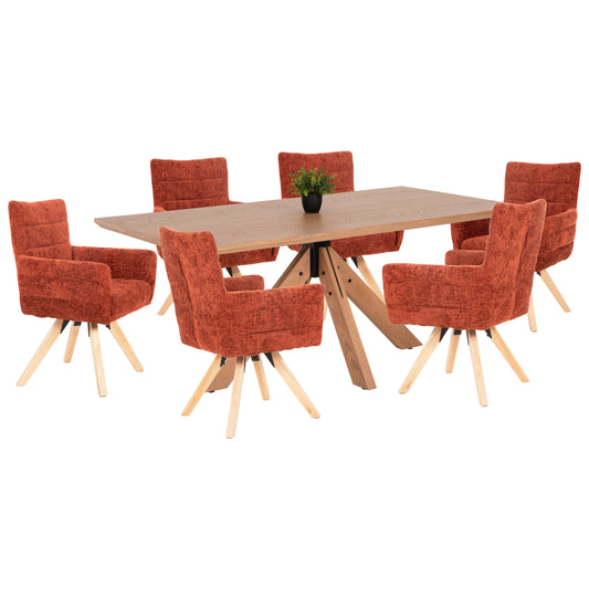 DINING SET INDOORS 7PCS HM21042 TABLE PAOLO & 6 ARMCHAIRS GAZER image 1
