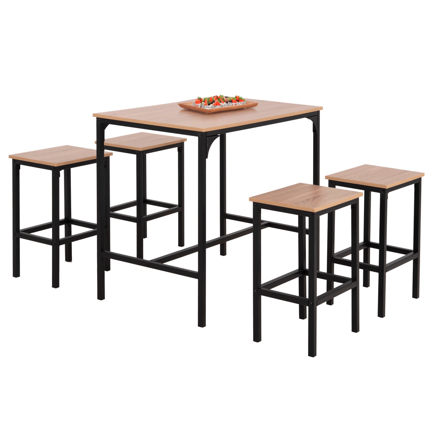DINING SET FOR BARS 5PCS BOXY HM9882.01 BLACK METAL FRAMES- MELAMINE IN SONAMA image 1