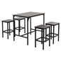 DINING SET FOR BARS 5PCS BOXY HM9882.13 BLACK METAL FRAMES-BLACK MARBLE MELAMINE image 1