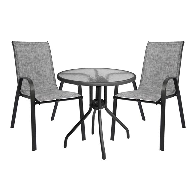 Set Dining Table 3 pieces with table & Chairs leon Grey HM5184.01 image 1