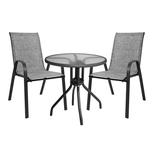 Set Dining Table 3 pieces with table & Chairs leon Grey HM5184.01 image 1