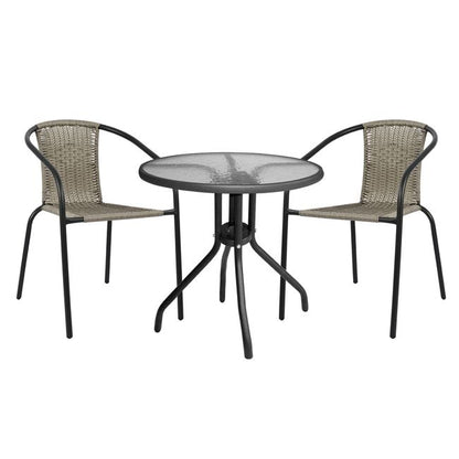Set Dining Table 3 pieces with table & chairs Camel Grey color HM5180.01 image 1