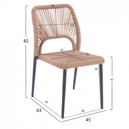DINING SET 3PCS WITH TABLE 80x80 AND CHAIRS WITH ROPE HM11536.02