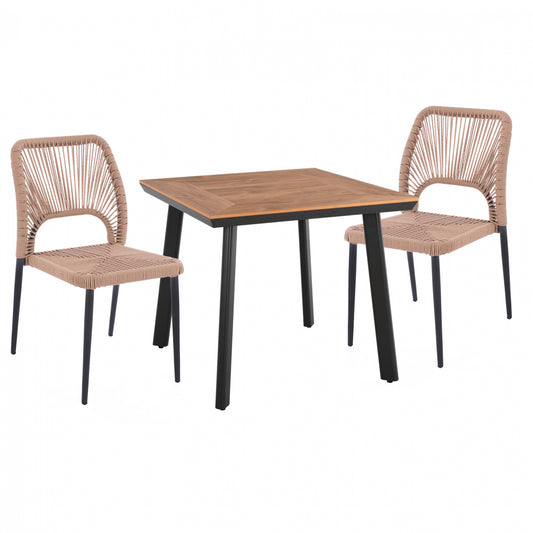DINING SET 3PCS WITH TABLE 80x80 AND CHAIRS WITH ROPE HM11536.02 image 1