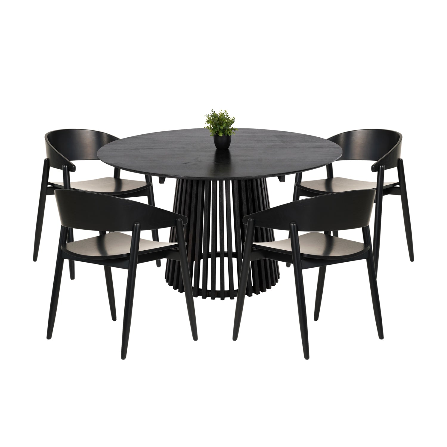 DINING SET 5PCS CANOP HM21077.02 ROUND TABLE Φ150cm. & 4 DINING CHAIRS-BLACK image 1