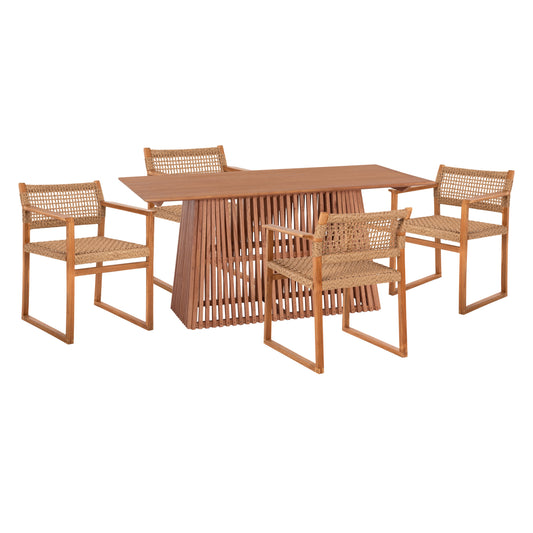DINING SET 5PCS NARLEY HM21078.01 RECTANGULAR TABLE & 4 DINING CHAIRS image 1