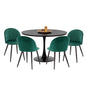 DINING SET 5PCS ROLLO HM21113 ROUND TABLE-4 DINING CHAIRS WITH CYPRESS GREEN VELVET image 1