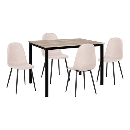 DINING SET 5PCS PANYA HM21114 TABLE & 4 CHAIRS WITH BEIGE FABRIC image 1