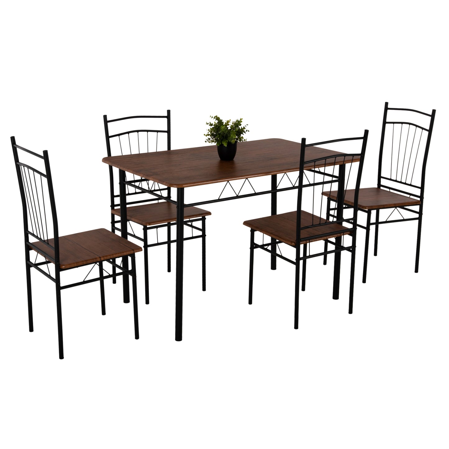 DINING SET 5PCS PEARY HM9416.11 BLACK METAL-MDF IN WALNUT COLOR 110x60x74Hcm. image 1