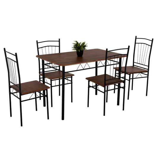 DINING SET 5PCS PEARY HM9416.11 BLACK METAL-MDF IN WALNUT COLOR 110x60x74Hcm. image 1