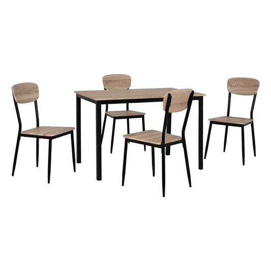 Set Dining Table 5 pieces HM10339 with sonama desktop and black legs 110x70x76cm image 1