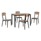 Set Dining Table 5 pieces HM10339 with sonama desktop and black legs 110x70x76cm image 1