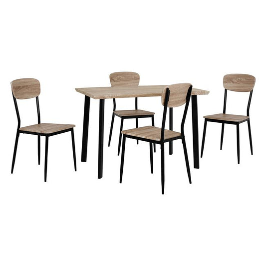 Set Dining Table 5 pieces HM10342 with sonama desktop and black legs 110x70x75,5Y cm image 1
