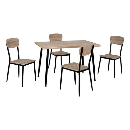 Set Dining Table 5 pieces HM10348.01 Sonama Desktop and black legs 120x70x76,5Y cm image 1