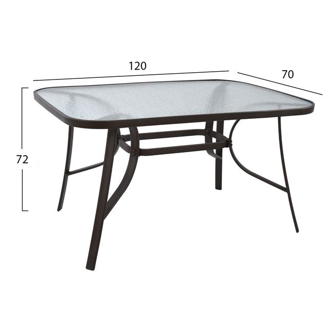 OUTDOOR DINING SET 5PCS HM10567.02 CHAIRS WITH CUSHIONS & TABLE 120X70cm IN BROWN